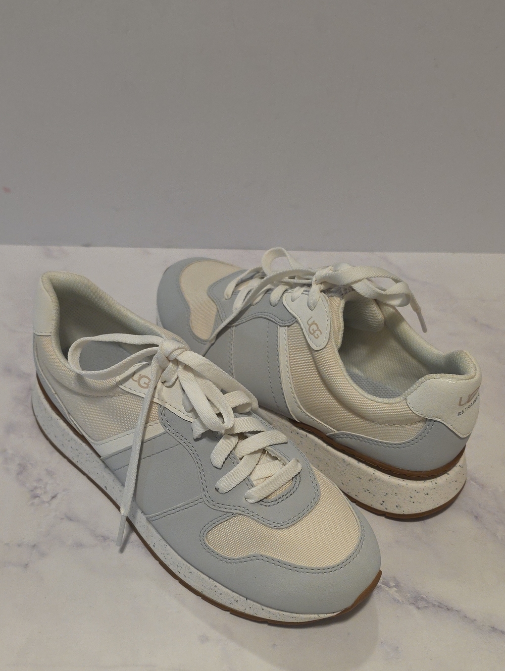 UGG Women's Ivory & Light Blue  Lace-Up Sneakers Brand New